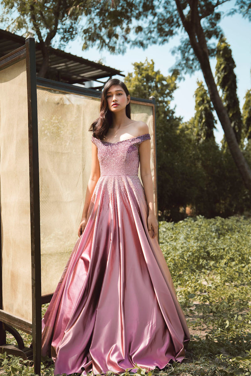 Pink off 2025 shoulder ball gown